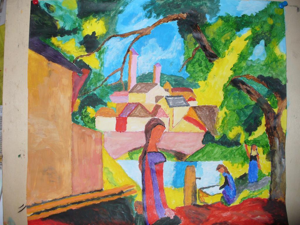 Mädchen am Brunnen